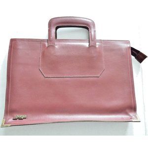 Giorgini Burgundy Leather Briefcase or Valise Zippered Pockets Reinforced Edges